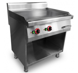 2 zónás álló elektromos rostlap sima, öntöttvas sütőfelülettel, nyitott semleges tárolóval