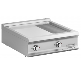 2 zónás MBM asztali elektromos rostlap 2/3 sima, 1/3 bordázott öntöttvas sütőfelülettel