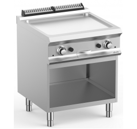 2 zónás MBM álló gázüzemű rostlap bordázott, öntöttvas sütőfelülettel, nyitott semleges tárolóval (prémium)