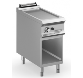 1 zónás MBM álló gázüzemű rostlap bordázott, öntöttvas sütőfelülettel, nyitott semleges tárolóval