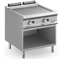 2 zónás MBM álló gázüzemű rostlap bordázott, öntöttvas sütőfelülettel, nyitott semleges tárolóval