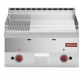 2 zónás Diamond asztali gázüzemű rostlap 2/3 sima és 1/3 bordázott krómozott sütőfelülettel
