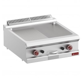 2 zónás Diamond asztali gázüzemű rostlap 1/2 sima és 1/2 bordázott öntöttvas sütőfelülettel