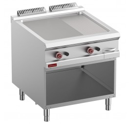 2 zónás Diamond álló gázüzemű rostlap 2/3 sima és 1/3 bordázott acél sütőfelülettel