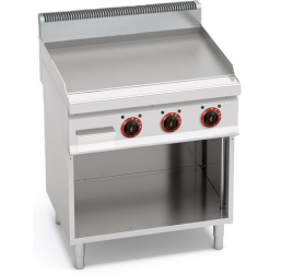 3 zónás álló gázüzemű rostlap sima sütőfelülettel, nyitott semleges tárolóval