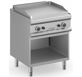2 zónás MBM álló gázüzemű rostlap sima, öntöttvas sütőfelülettel, nyitott semleges tárolóval